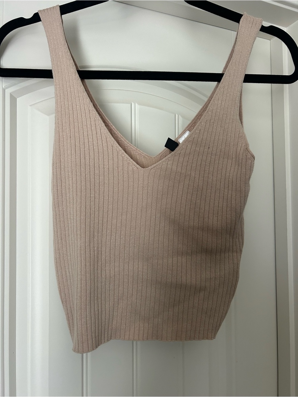 H&M Ribbed V-Neck Tank Top in Tan